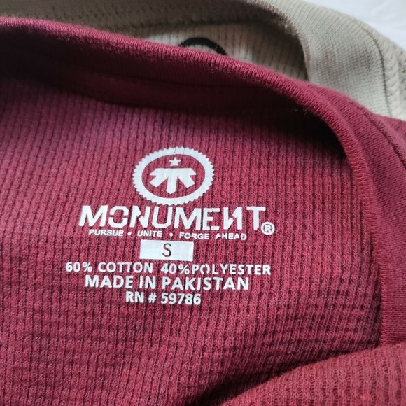 Lot of 2 Monument Men's Henley Long Sleeve Shirts Crew Half Button Up Ribbed S - Picture 9 of 10